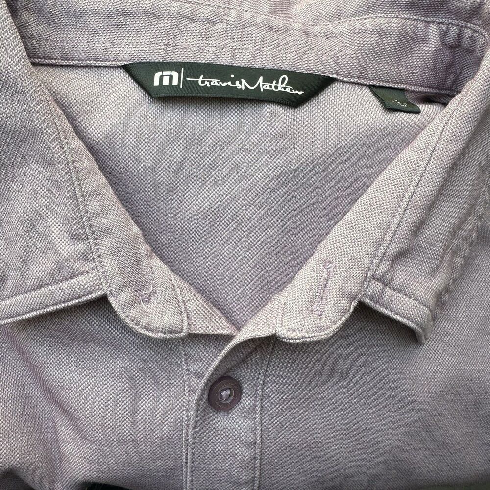TravisMathew Men's L Mauve Lavender Heather Golf Polo Pocket Embroidered Shirt